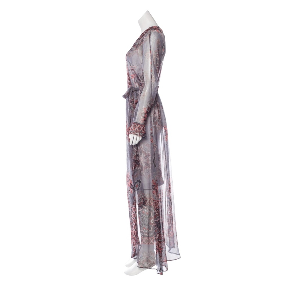 Royal Crack by Rachele Beretta Sheer Paisley Silk Maxi Wrap Dress L Italy - Picture 5 of 9